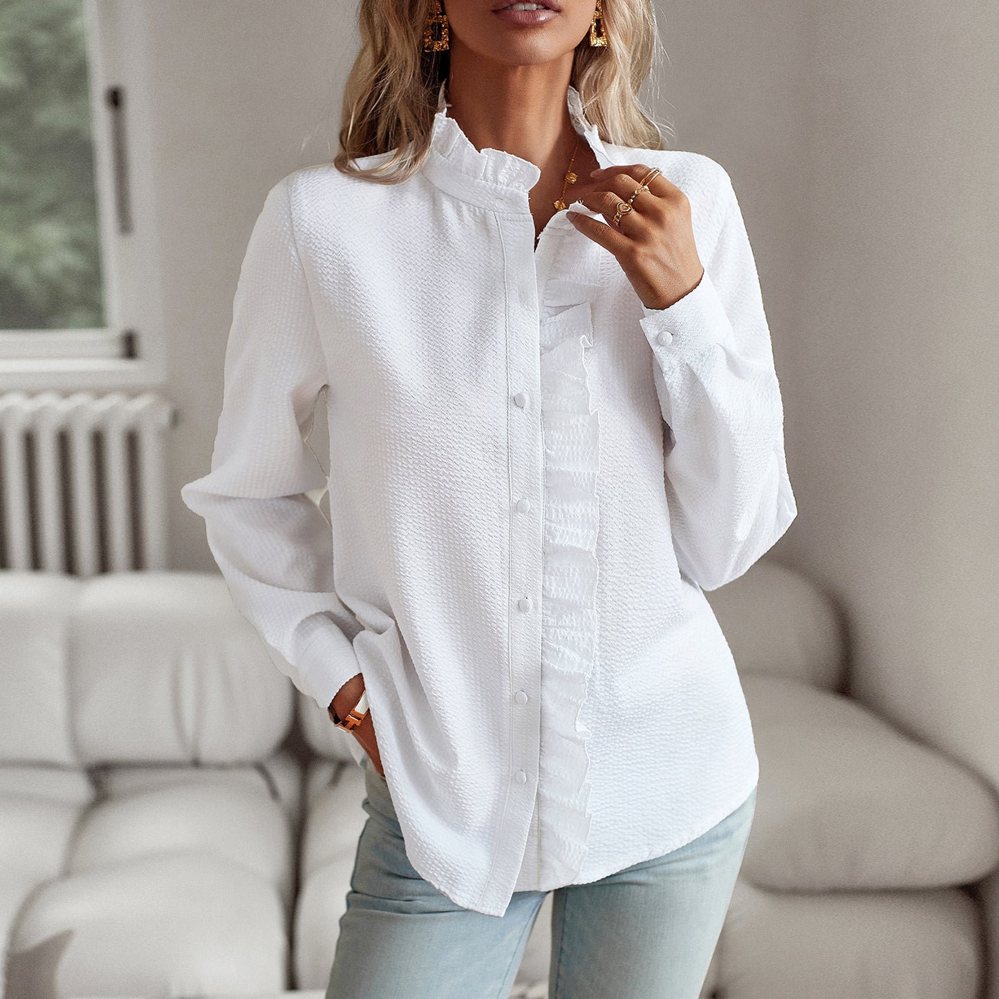 Ilena | Long-Sleeve Button-Up Blouse