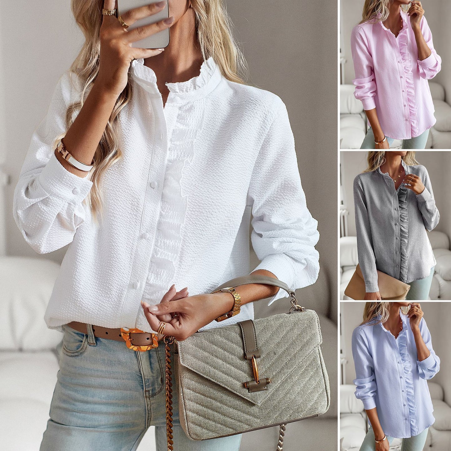 Ilena | Long-Sleeve Button-Up Blouse